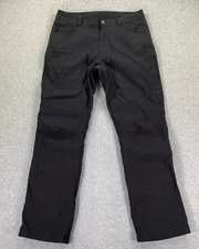 Eddie Bauer Mens 34x32 Tech Cargo Pants Black Nylon Fleece Lined (Fits 34x31)