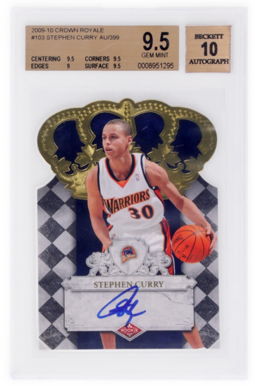 2009-10 Panini Crown Royale Stephen Curry #103 Rookie RC Auto /399 BGS 9.5/10