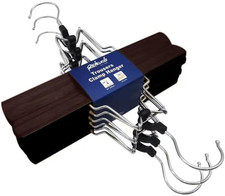 Wooden Pants Hangers - Wood Skirt Hangers - 6 Pack - for Men Shorts and Pants