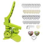 DIY Heart-Shaped Button Maker Press Kit - Pink/Green Pin Badge Machine