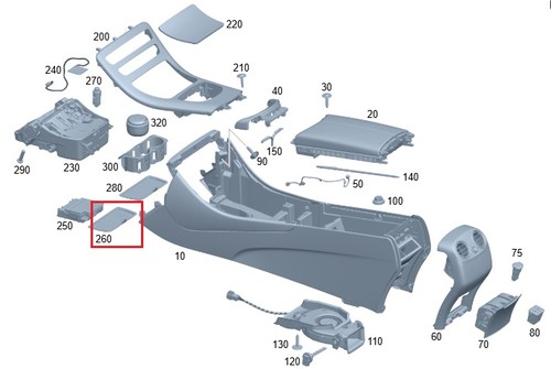MERCEDES GLC EQC W205 OE console tapis antidérapant - Photo 2/2