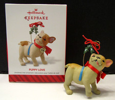 2014 Hallmark Puppy Love edizione limitata ridipinto (Bulldog francese abbronzato) ornamento