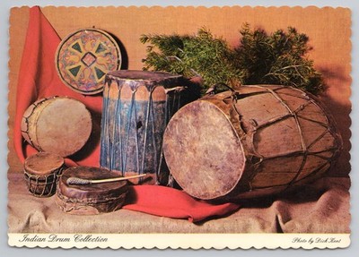 Indian Drum Collection Native Instruments in New Mexico c1960s Postcard