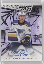 2021 Upper Deck SP Game Used Purple Memorabilia 14/25 Scott Perunovich Auto 2u9