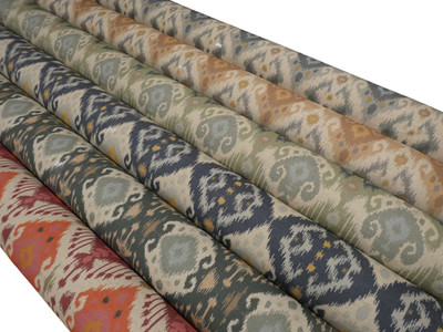 BOHO IKAT Design Leinenmischung Baumwolle Vorhang Polster Kissen Stoff 6 Farben