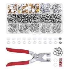 White Metal Snap Button Kit with Snap Fastener Tool for Clothing Leather Craft