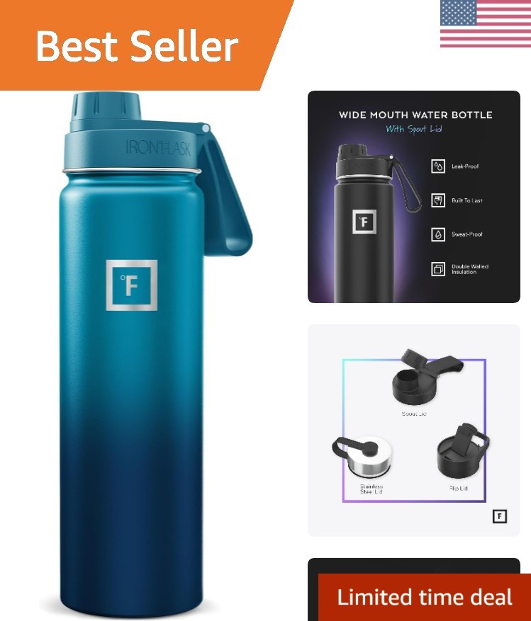 Camping & Hiking Hydration Flask with Spout, Wide Mouth Insu