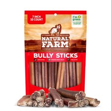 Natural Farm Bully Sticks 7 Inch 10 Pack Beef Pizzle Dog Chews