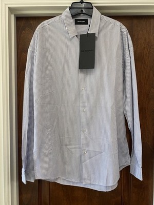 The Kooples Mens Oversized Brera Lux Black Striped Button Down Shirt Sz S NWT