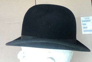 John B Stetson Antique 1900s Black Bowler Derby Hat Size 7 1/4