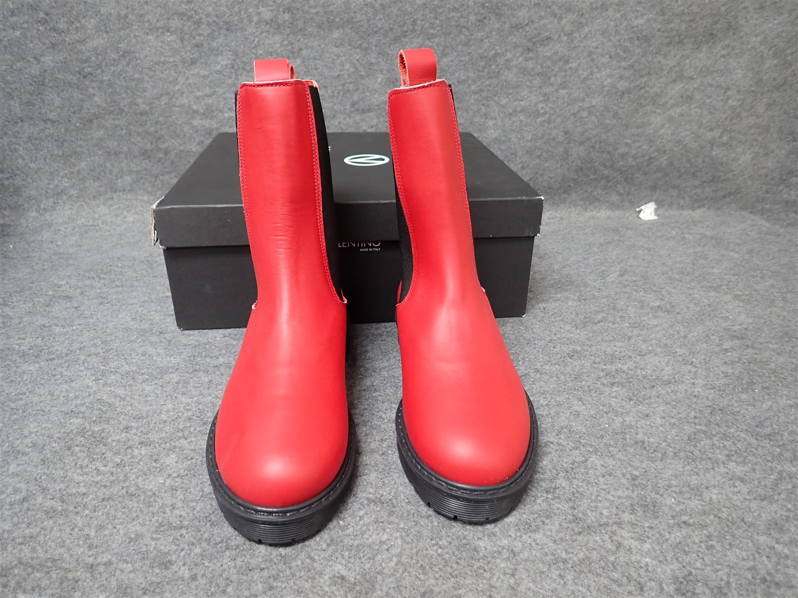 NEW Valentino Stacey Monogram Leather Boots Red Women's Size 6.5 (SS58)
