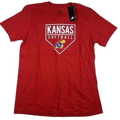 Adidas Kansas Jayhawks Softball Amplifier Tee Mens Medium Red NCAA T-Shirt NEW