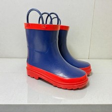 Blue Mountain Rain Boots with Rubber Handles, Boy  s Size Size 9/10, Blue Red