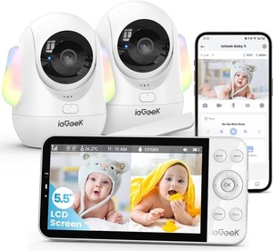 ieGeek 5.5’’Split-Screen Baby Monitor,2.5K Baby Monitor with 2 Cameras and Audio