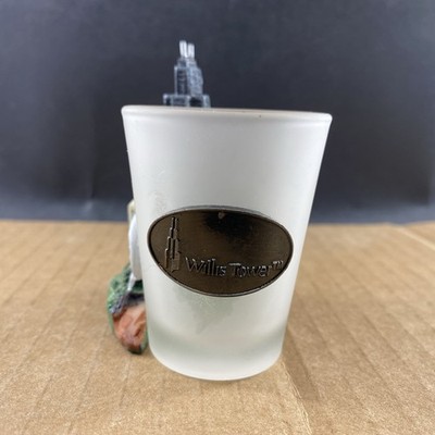 Willis Tower Frosted 3D shot glass, COMB SHIP $1