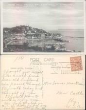 Vane Hill from Waldon Torquay Devon England 1932 postmark Harbour Landscape Real