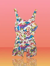 Vintage 1980s/90s Neon Gilda Marx California Body Suit Leotard Exercise Aerobics