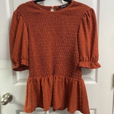 MODA MUJER ROPA CAMPESINA TOP NARANJA QUEMADO TALLA GRANDE - NUEVO SIN ETIQUETAS