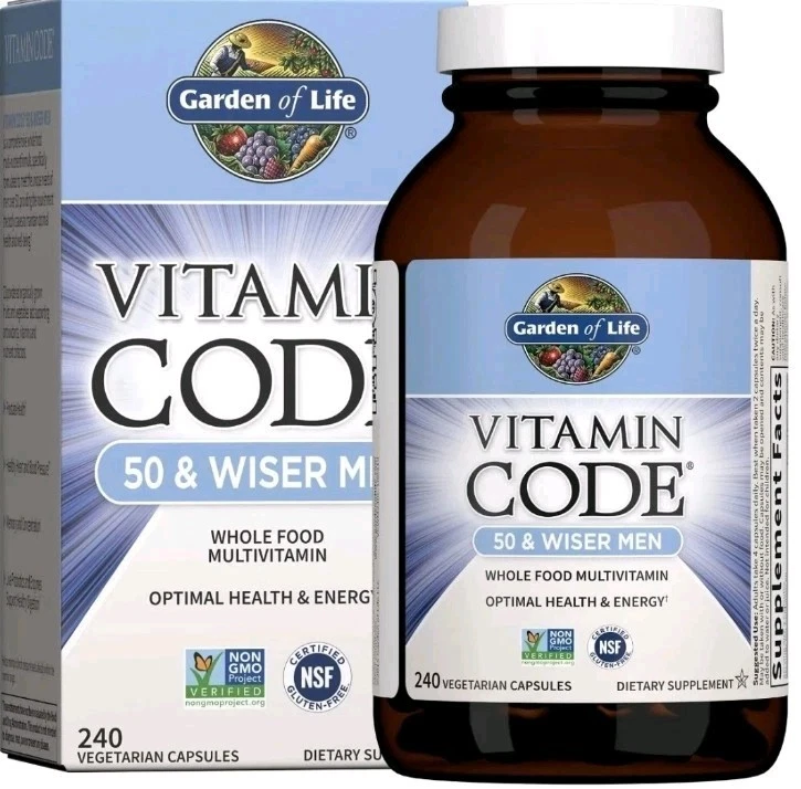 Garden of Life Hombres Multi Vitamina Código 50 y Más Sabio Vegetariano 240 Cápsulas Exp 5/2026 Foto 2 de 4