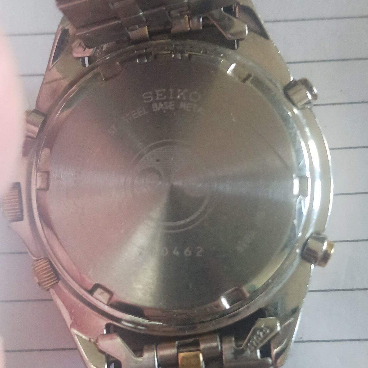 SEIKO クォーツ 腕時計 150m防水 Seiko Quartz Sports 150 Chronograph WR 150M Black Dial Two-Tone