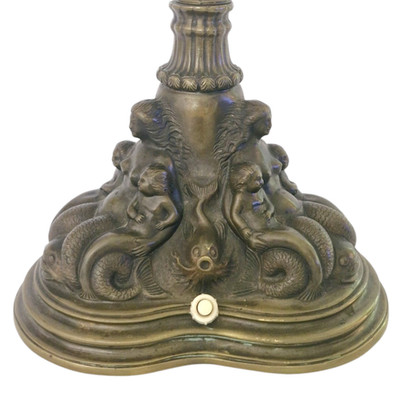 Orig. Art Nouveau Jugendstil Tischleuchte ''POSEIDONS MERMAIDS'' Bronze Figurine