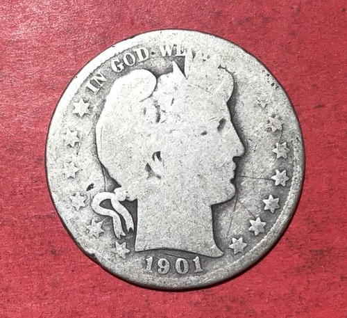 1901 US Barber SILVER Half Dollar "Philadelphia" Mint! Old US Coin!