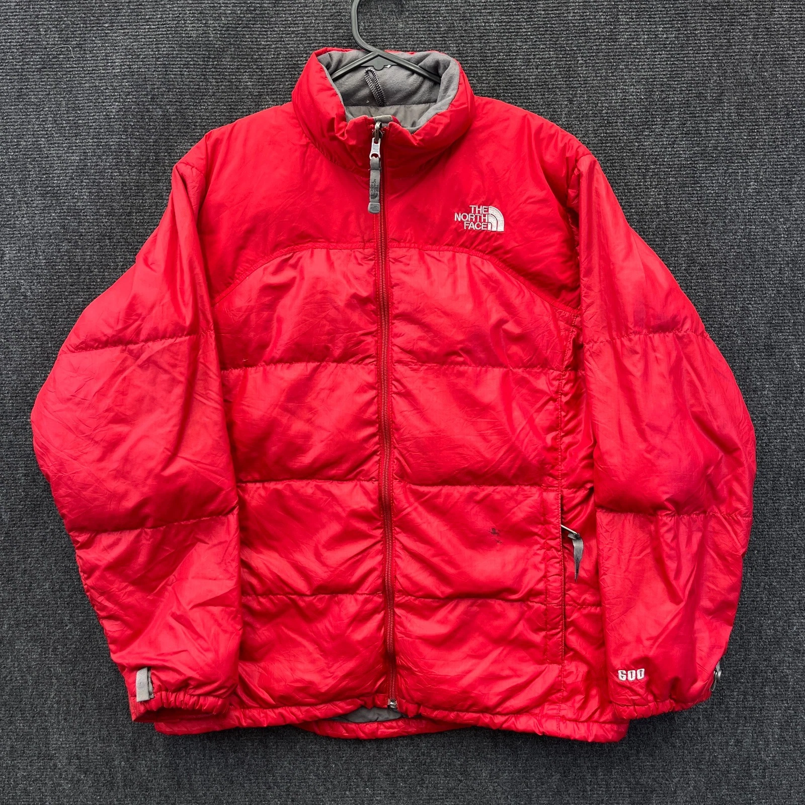 The North Face Girls 600 Down Fill Puffer Jacket Red Zipped Pockets Outdoor XL