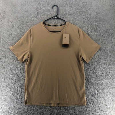 Nike Running T-Shirt Men s Size M  Dri-Fit Miller UPF 40+ Athletic Tan Tee