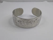 Kirk Stieff Vintage 900-1 Pewter Flower of the Month Carnation Bracelet 7.5”