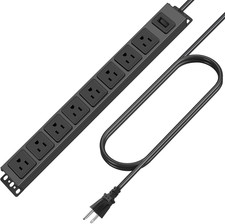 Magnetic Mount Power Strip, 8 Outlet Mountable Socket, Metal Heavy Duty Surge Pr