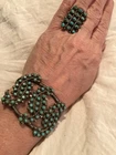 Vintage Turquoise Silver Cuff Bracelet S Shape Raindrop Indian Jewelry Ring Sz 8
