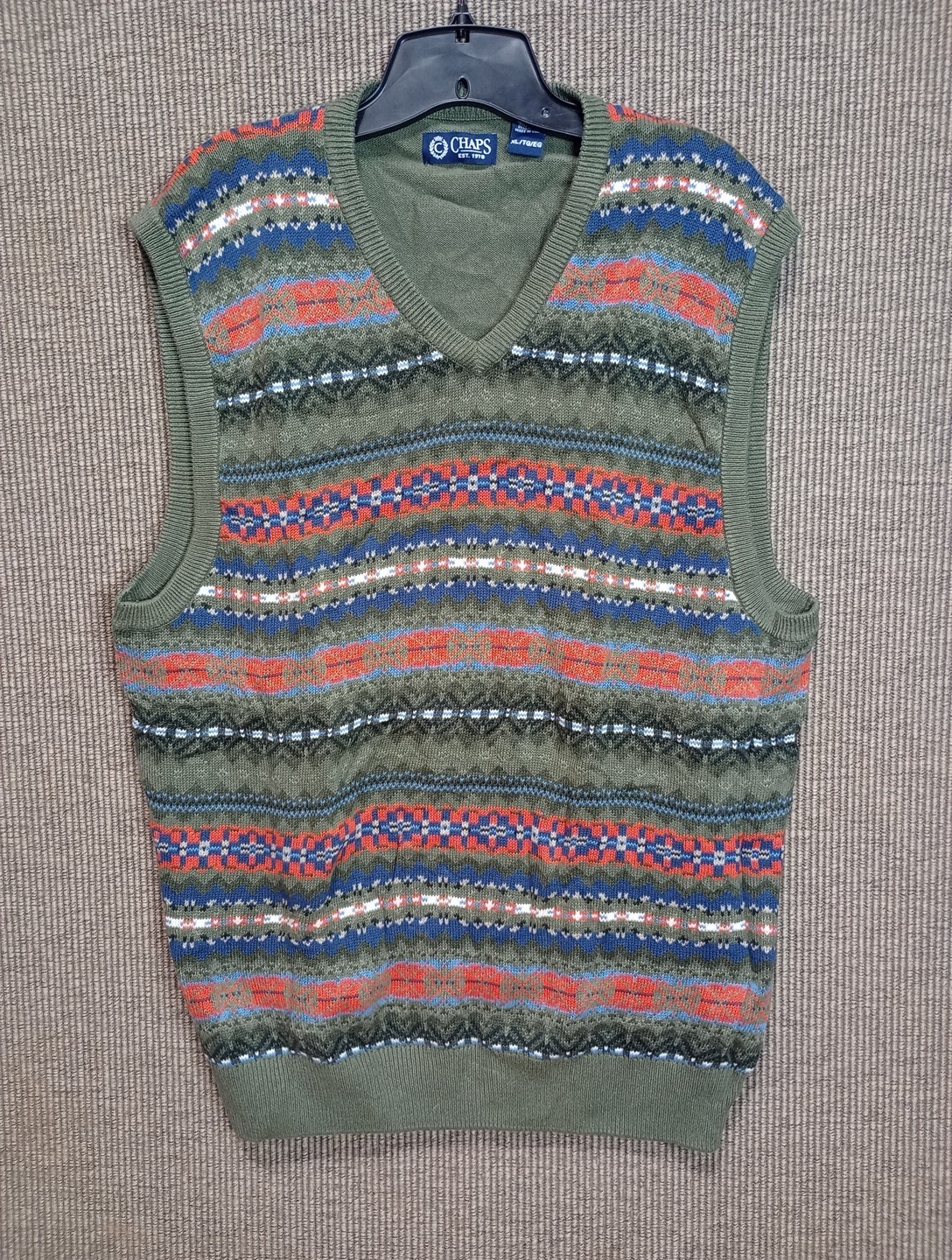 Chaps Aztec Geometric Pattern V-Neck Sweater Vest… - image 2