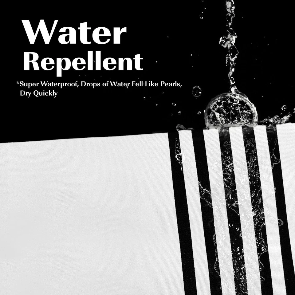 Seasonwood Black and White Tassel Shower Curtain Striped Shower Curtain with - Image 3 of 4