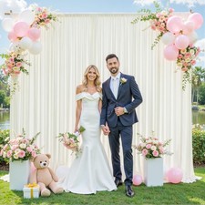 10x10 FT Ivory Backdrop Curtain Wedding Wrinkle Free Drapes Panels Polyester
