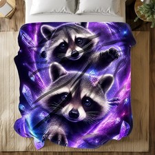 Cosmic Raccoon Duo Coral Fleece Blanket