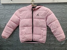 New Jordan Boxy Fit Puffer Big Kids Full Zip Hooded Jacket Pink Size 13-15 Youth