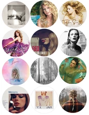 12 pc. Taylor Swift edible image rounds, choose sz. PRE CUT