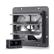 iLiving 12" Wall Mounted Shutter Exhaust Fan, Automatic Shutter, Temperature ...