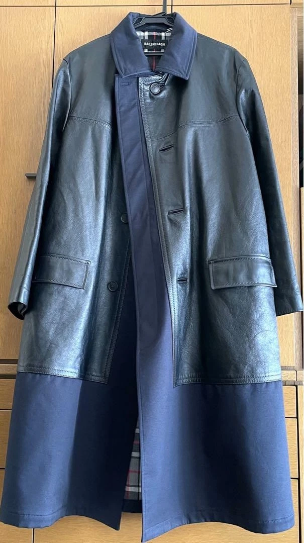 Cappotto di lana commutabile in pelle di vitello Balenciaga