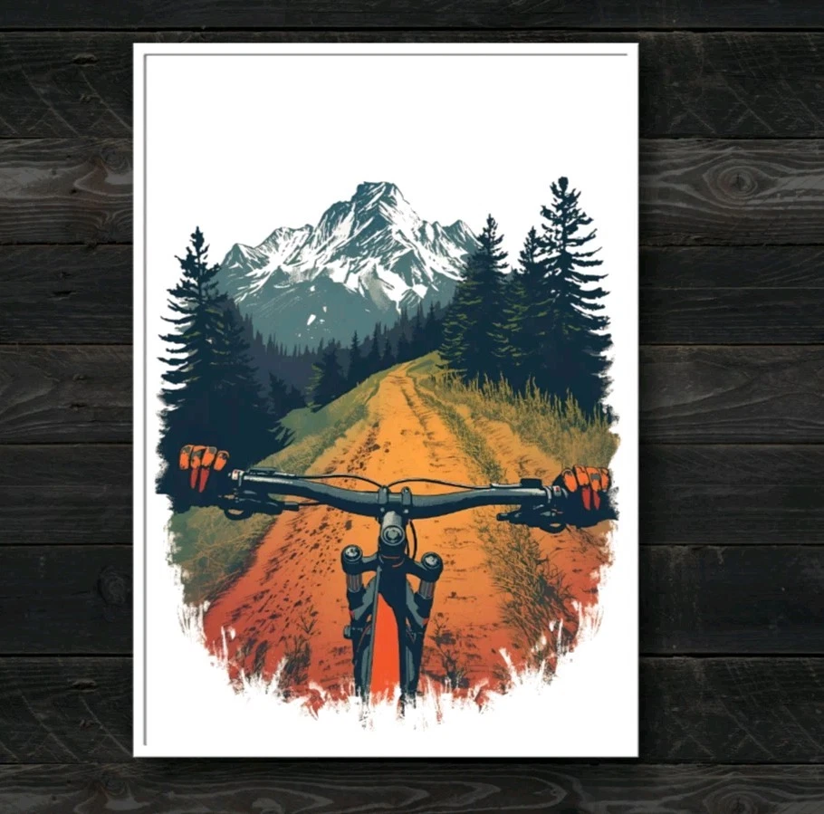 Mountain Bike Wall Art Print – MTB Cycling Poster –Bicycle Artwork Gift for Men - Image 2 of 4
