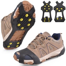 Ice Cleats Snow Traction Cleats, 10-Studs Walk Traction Cleats Crampons for W...