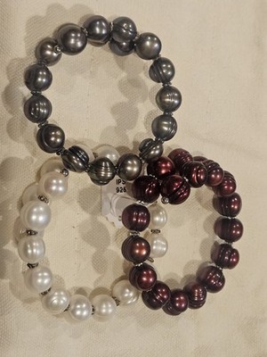 kaiserliches Perlensyndikat Hanora Sterling 10 mm schwarz, weiß oder rot Perlenarmband