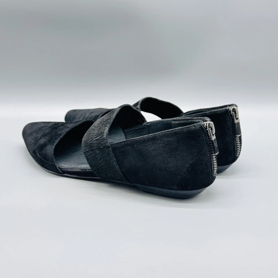 Zapatos Eileen Fisher para mujer 8,5 negros de gamuza D'Orsay espalda plana cremallera punta Foto 3 de 4