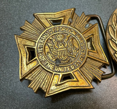 Veterans of Foreign Wars VFW Patriot Crest Solid Brass 1970s Vintage Belt Buckle