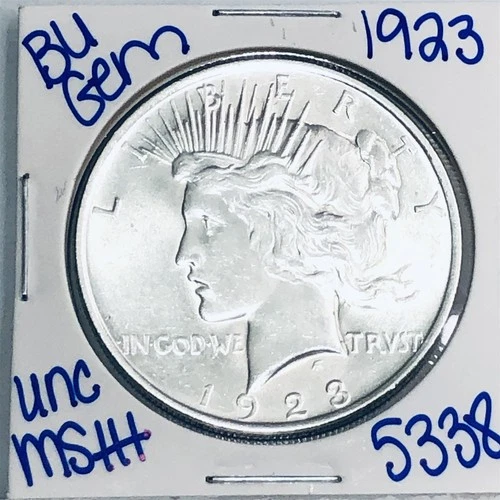 1923 BU UNCIRCULATED SILVER PEACE DOLLAR AUTHENTIC U.S. MINT FREE SHIPPING 5338