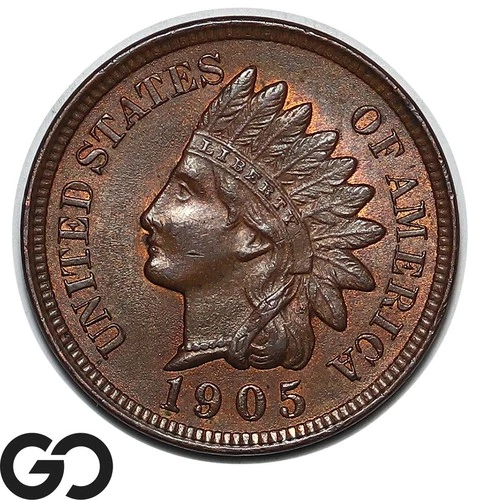 1905 Indian Head Cent Penny Four Diamonds Gem BU++