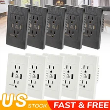 10 Pack Dual USB Port Wall Socket Charger AC Power Receptacle Outlet Plate Panel