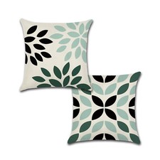 Set of 2 Green Leaf Decorative Throw Pillow Covers 18 x 18 inches 45 x 45 cm