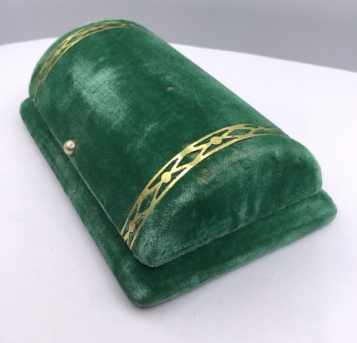 GREAT ART DECO LADY BULOVA - FELT GREEN -BEIGE - BLACK- WATCH BOX (B46) - Picture 2 of 10