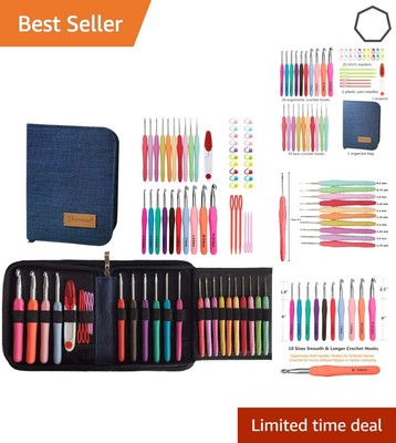 Smooth Glide Ergonomic Crochet Hooks in Organizer Case - Ideal for Beginners
